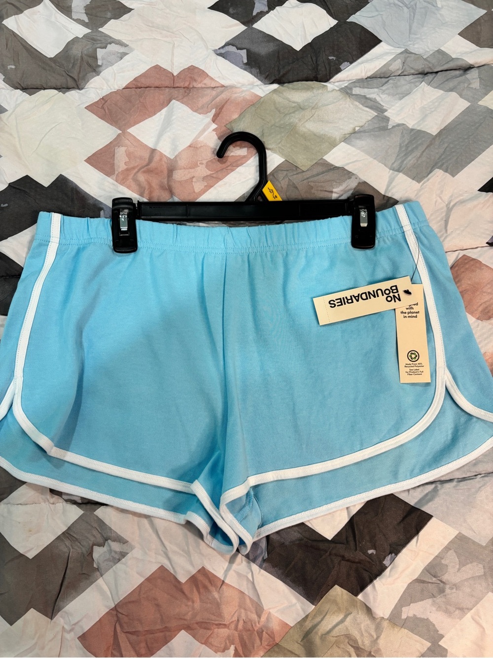 No Boundaries Women's Sky Blue Athletic Shorts with White Trim